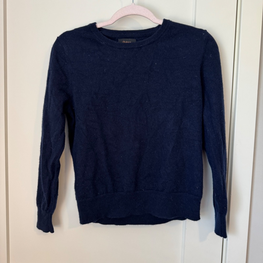 Quince Navy Blue 100% Mongolian Cashmere Crewneck Sweater‎ Womens Size Medium